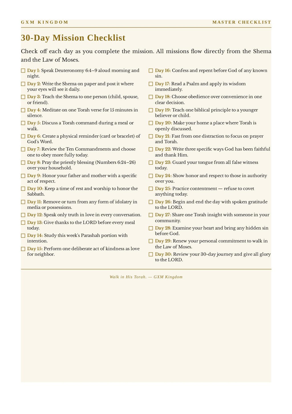 Discipline de 30 jours de la Torah PREMIUM