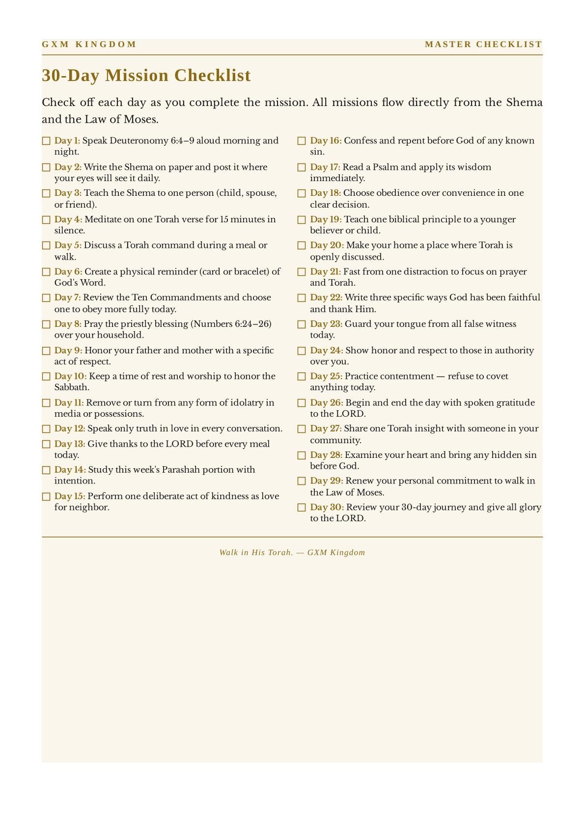 Discipline de 30 jours de la Torah PREMIUM